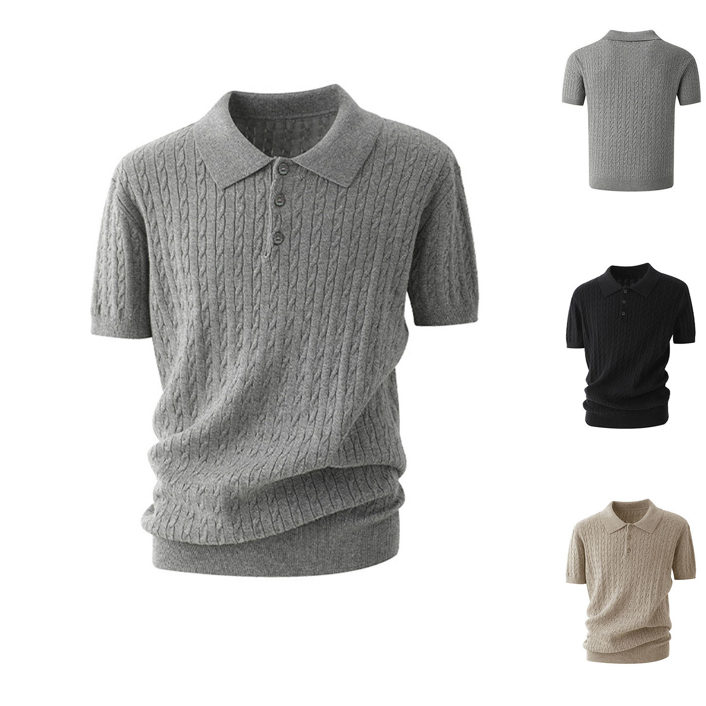 Camiseta polo camiseta de punto camiseta de manga corta camiseta de hombre solapa textural de hielo seda verano fábrica transfronteriza al por mayor viejo viento de dinero