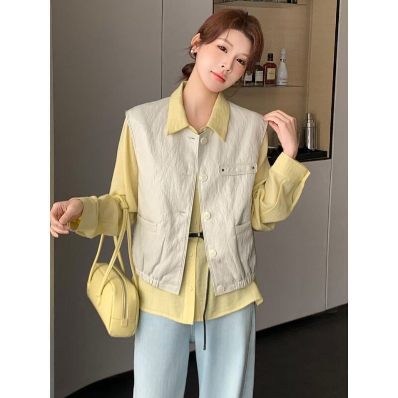 Korean Style Casual Round Neck Sleeveless Pu Leather Vest Jacket for Women 2026 Spring New Fashion Age-Reducing Versatile Vest Jacket
