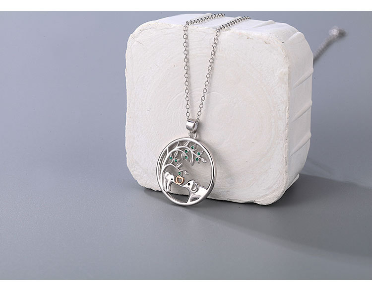 925 Sterling Silver Material 925 Sterling Silver Cable Chain Elephant Pendant Necklace