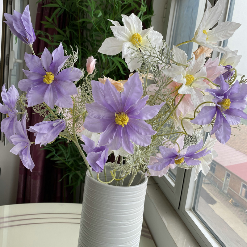 絹布鑽石蓮花束家居假花人造花室內展廳落地造景布置花