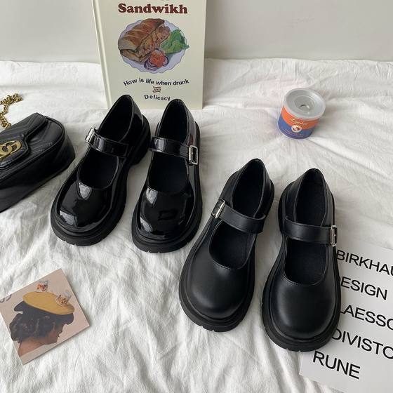 Plus size women's shoes 41-43 Japanese round toe leather shoes women's Korean-style all-match jk British style thick bottom Mary Jane shoes 42