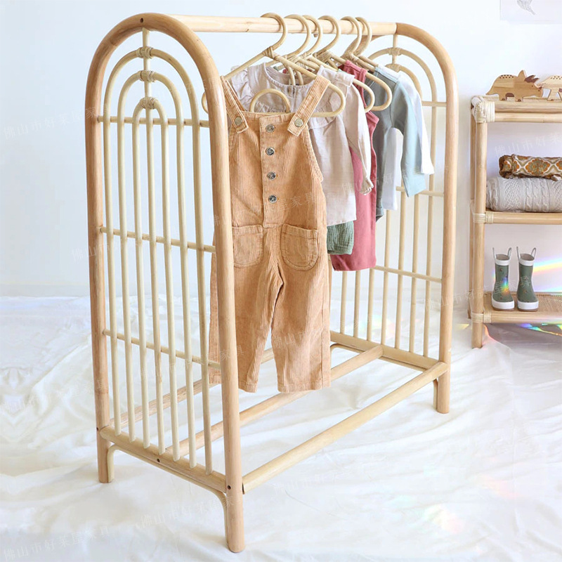 Natural Rattan Ins Rattan Clothes Drying Rack Kidsren's Clothes Drying Rack Shooting Props