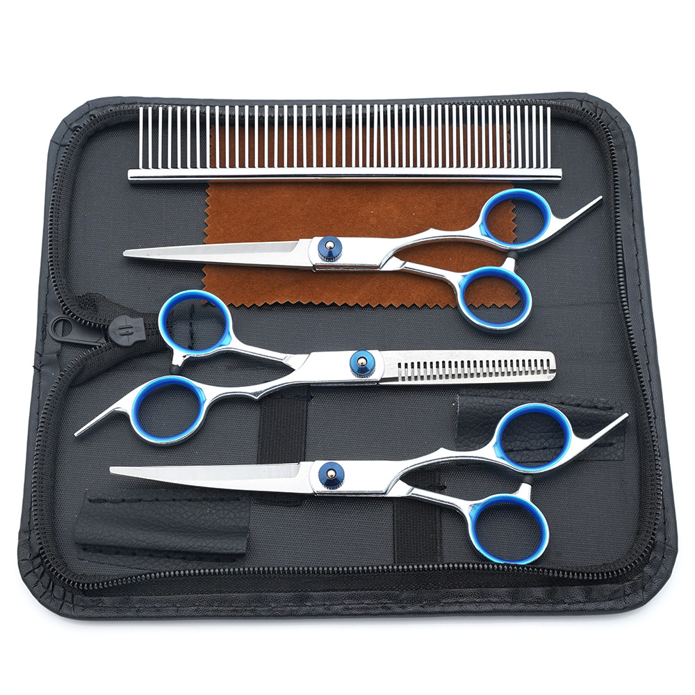 Tijeras para mascotas, tijeras de corte de pelo para perros, tijeras de dientes delgadas profesionales, tijeras de corte de pelo, tijeras de pelaje, juego de herramientas de limpieza