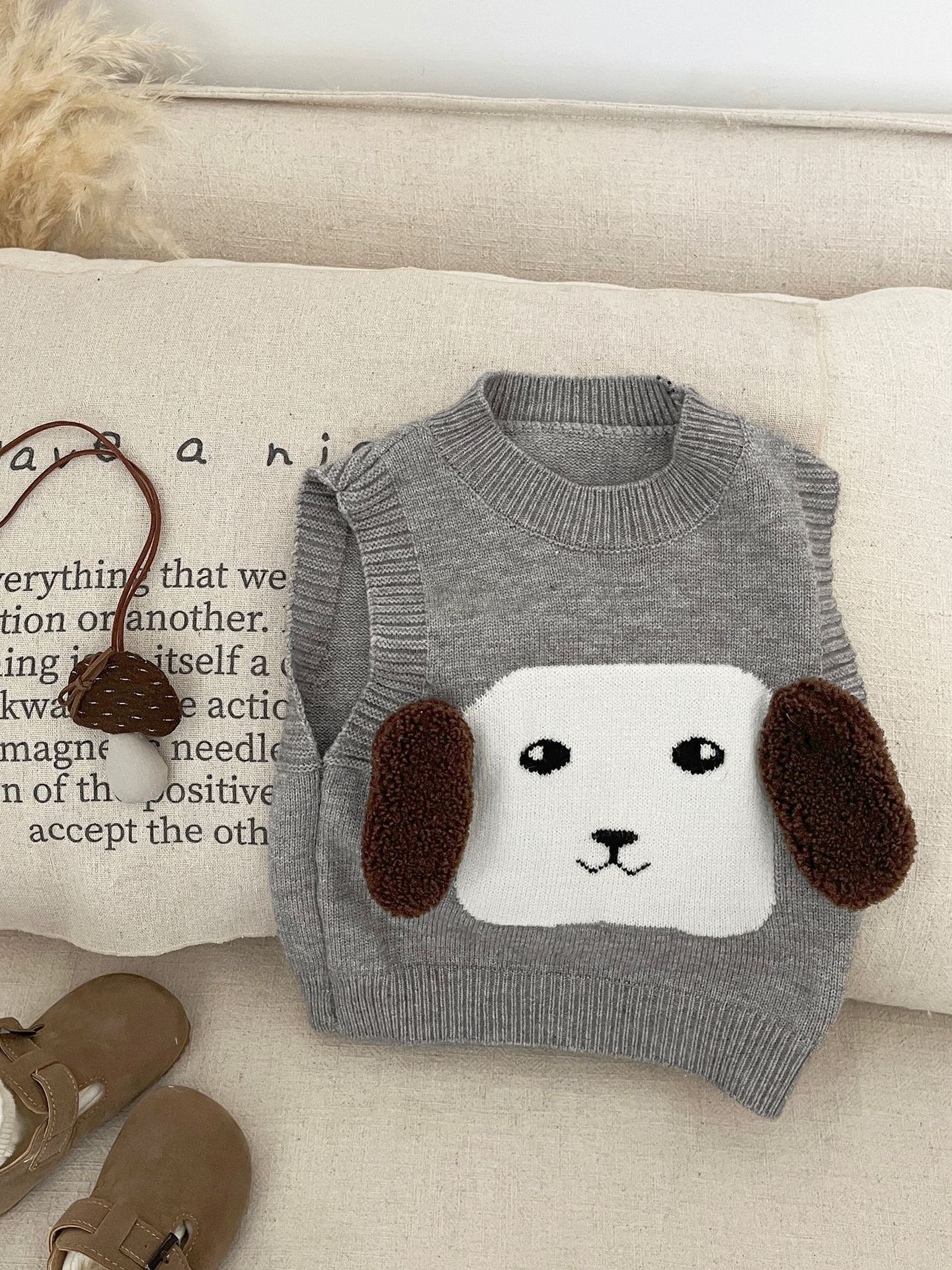 Ropa de primavera y otoño para bebés, chaleco de punto de dibujos animados lindo, chaleco de cuello redondo para bebés, top suelto de todo fósforo para bebés