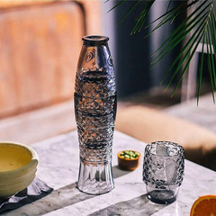 創意錦鯉疊疊杯魚形玻璃杯年年有餘四件套酒杯酒櫃擺家用水杯子