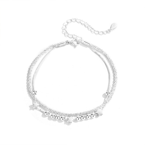 Jin Hongyu Double Layer Gypsophila Bracelet Women's Sterling Silver 925 Korean Version Light Luxury Sparkling Bracelet Internet Celebrity Ins Bracelet