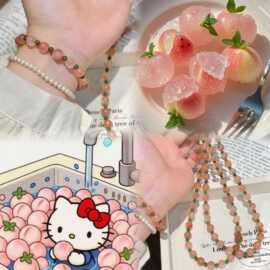 红情绿意~天然冰飘南红玛瑙间隔碧玉手串女链小众设计高级感手饰