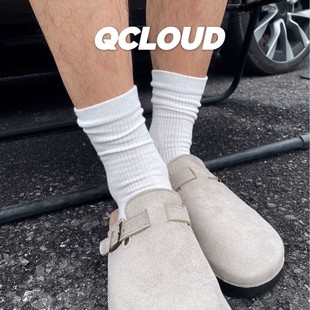 Japanese-Style Men's Slouch Socks Summer Versatile White Thick Line Long Socks Couple Style Cotton Socks Vertical Stripe Socks Men