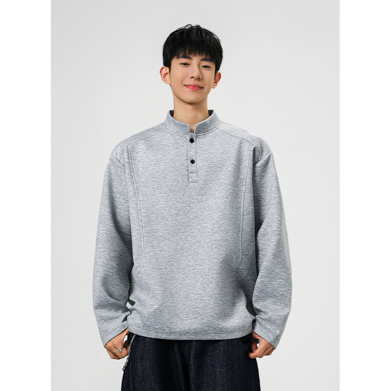 华棉270g重磅亨利领大码长袖T恤男T24555特P19 T24555J加绒特P25|undefined