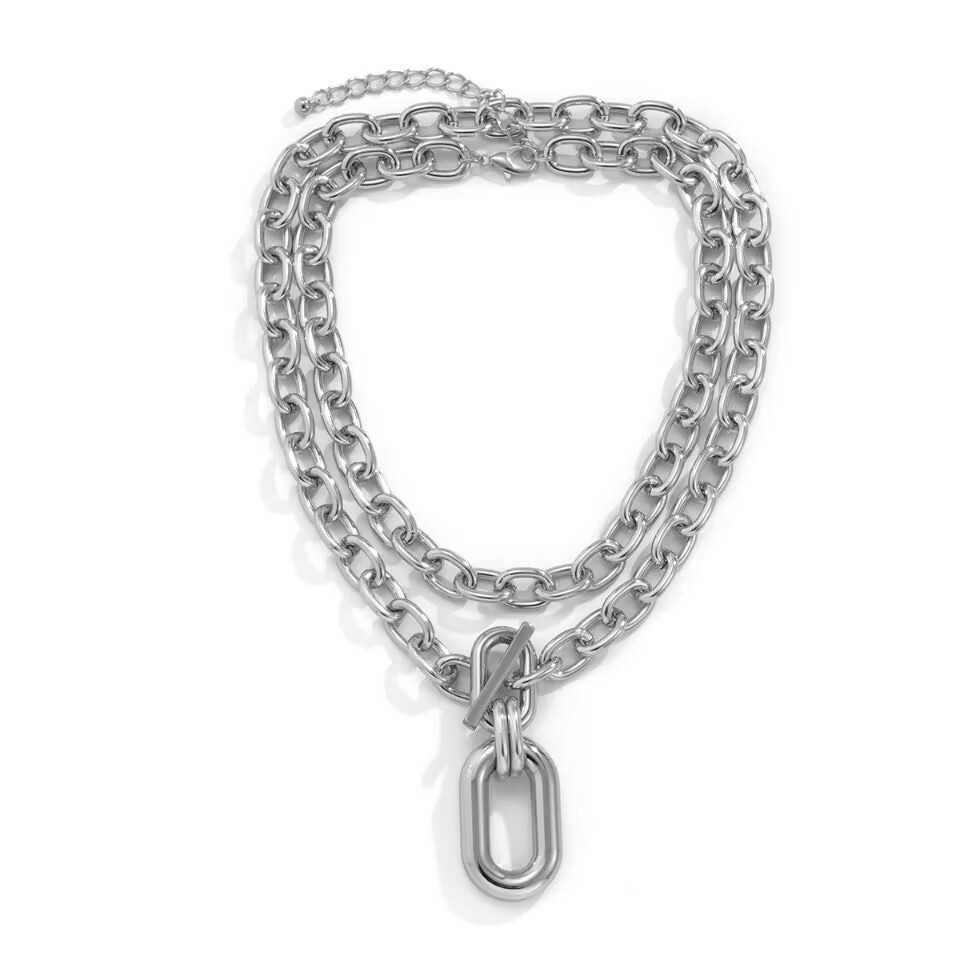 Retro Classic Style Geometric Alloy Cable Chain Lobster Trigger Clasp Closure Layered Necklaces Wholesale display picture 6