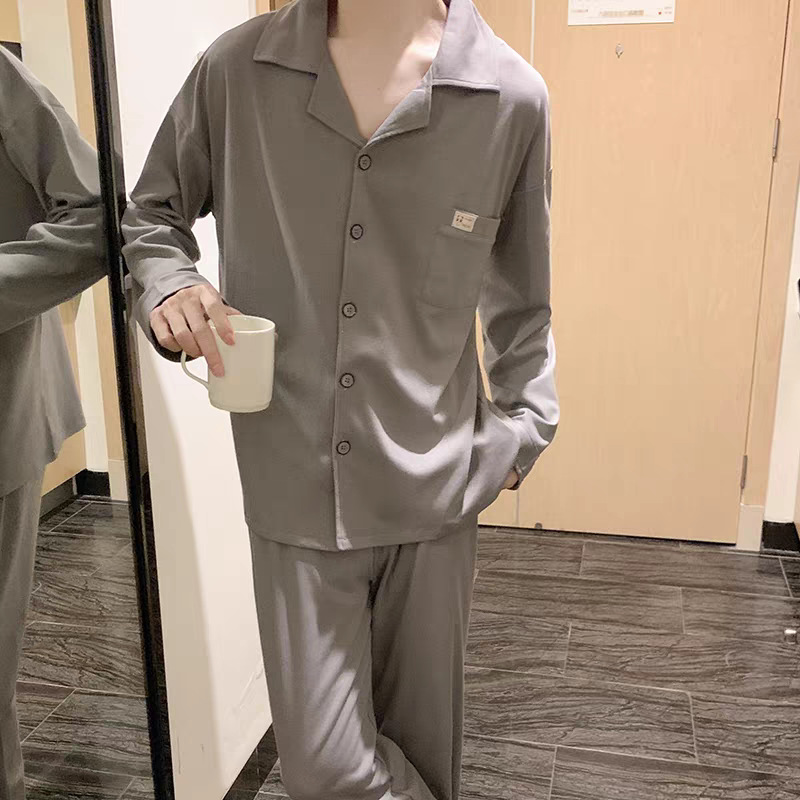 2025 Sleepwear Men's High-Value Long Sleeve Long Pants Plus Size Youth Student Homewear Suit