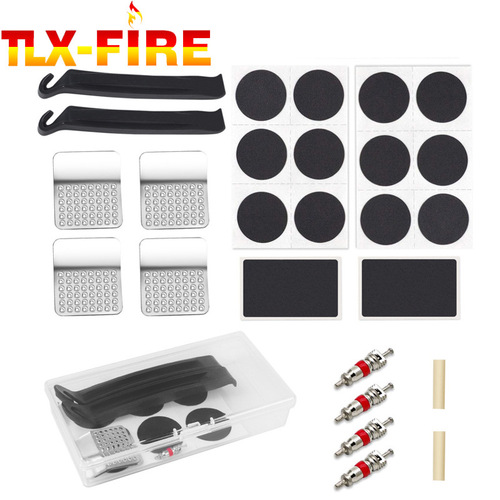 Bicycle repair tire box tire repair patch kit glue-free tire patch repair tire repair tool set