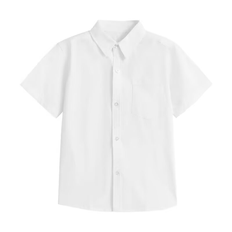 Camisas blancas para niños uniformes escolares de camisas blancas de manga corta para niños chaqueta de verano de media manga