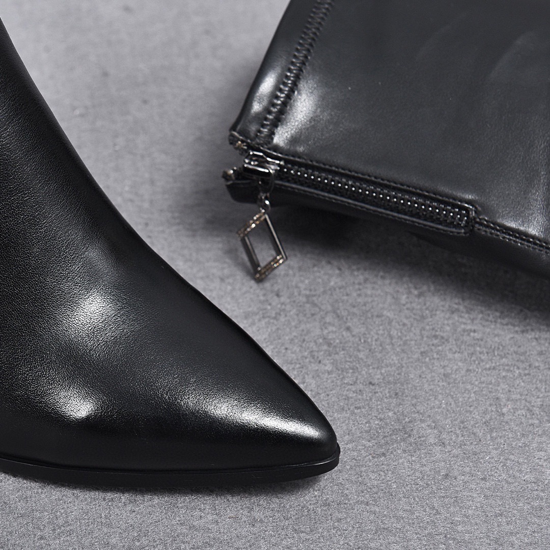 Women's Over The Knee Boots Cowhide Leather Warm Winter Heels_voghion.com
