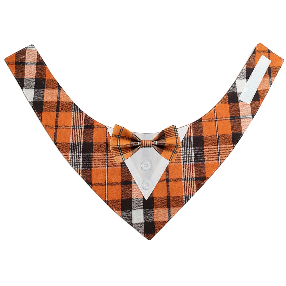Tanpopo Cross-border Spot Traje de boda británico Toalla de saliva para mascotas Bufanda para perros Toalla triangular para mascotas con velcro