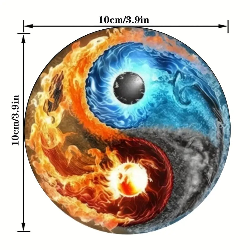 6 diseño yin-yang almohadilla de taza almohadilla de madera resistente al calor almohadilla de bebida antideslizante para platos calientes almohadilla de taza colorida