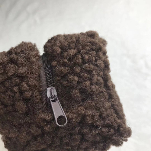 Fleece Makeup Bag Korean Style Fashion Simple Lamb Fur Pen Bag Large Capacity Zero Wallet Stationery Bag Storage Bag Square