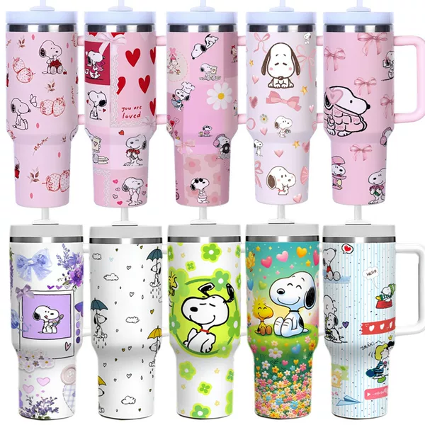 Cross-Border Amazon Snoopy Series 40oz Second Generation Car Cup Thermos Cup with Handle and Straw Ice Cup
