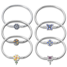 铜镀925银生命树菊花蝴蝶结手链DIY饰品吊饰珠配件欧美跨境批发