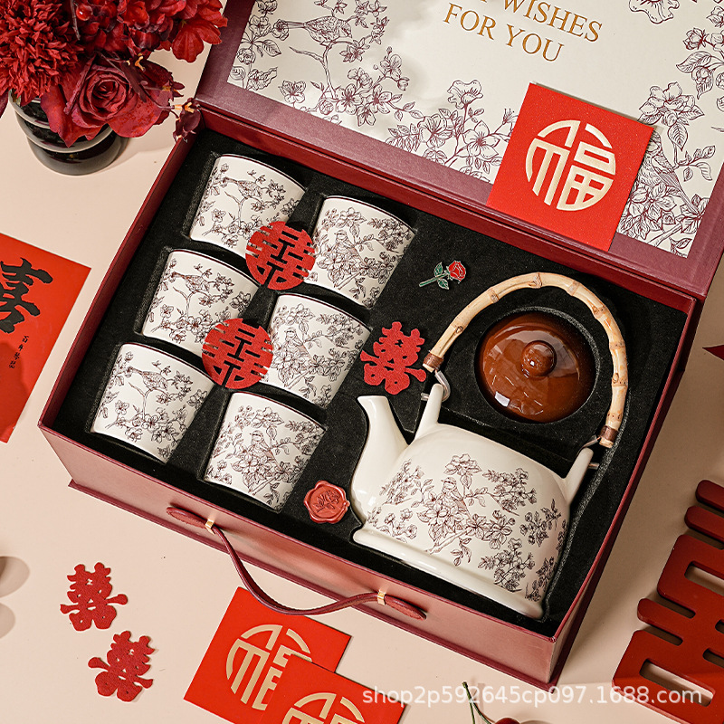 茶壶套装马克杯陶瓷家用乔迁新居订婚新婚结婚送新娘闺蜜礼物茶具|undefined