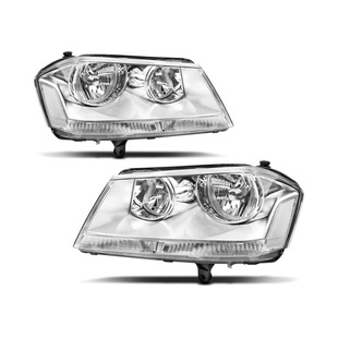 Pair Chrome Housing Front Head Light Headlight Assembly for 2008 - 2014 Dodge Avenger