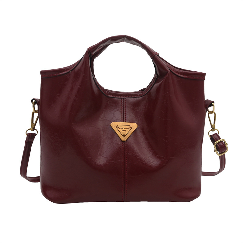 2025 primavera nueva gran capacidad de piel de aceite sensación bolso de mano bolso de mujer moda retro bolso de hombro