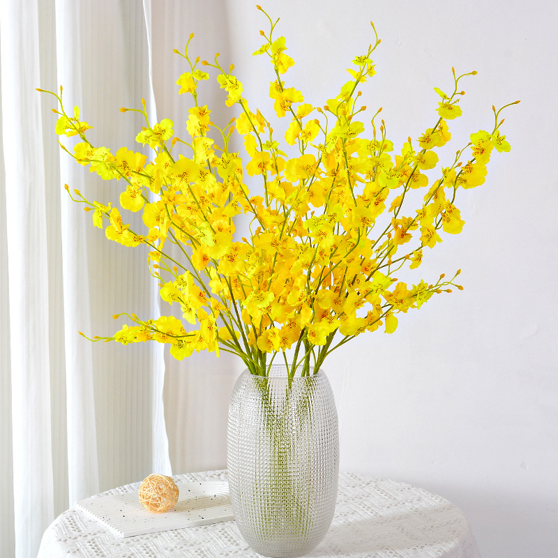 Factory wholesale 5-prong with soybean dancing orchid artificial flowers fake flowers home wedding celebration decoration backdrop flower arrangement decoration