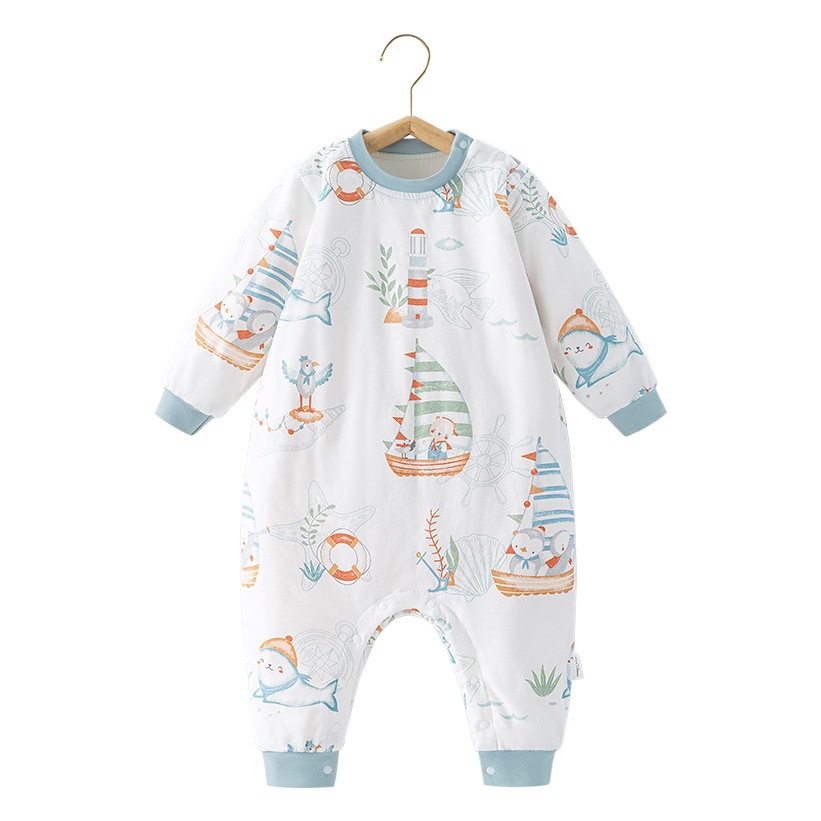 Betis Baby Pajamas Spring and Autumn Pure Cotton 2026 New Style Home Clothes for Boys and Girls One-Piece Pajamas Set