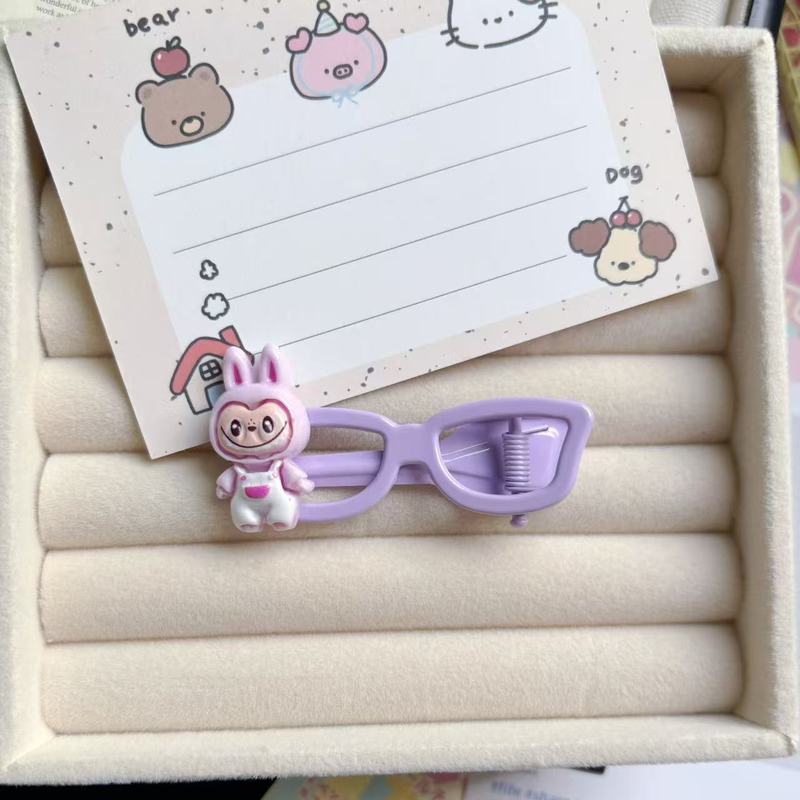 かわいいラブブーメガネヘアピン甘い漫画ヘアアクセサリーインガールハート前髪クリップ女の子のヘアピン頭飾り|undefined