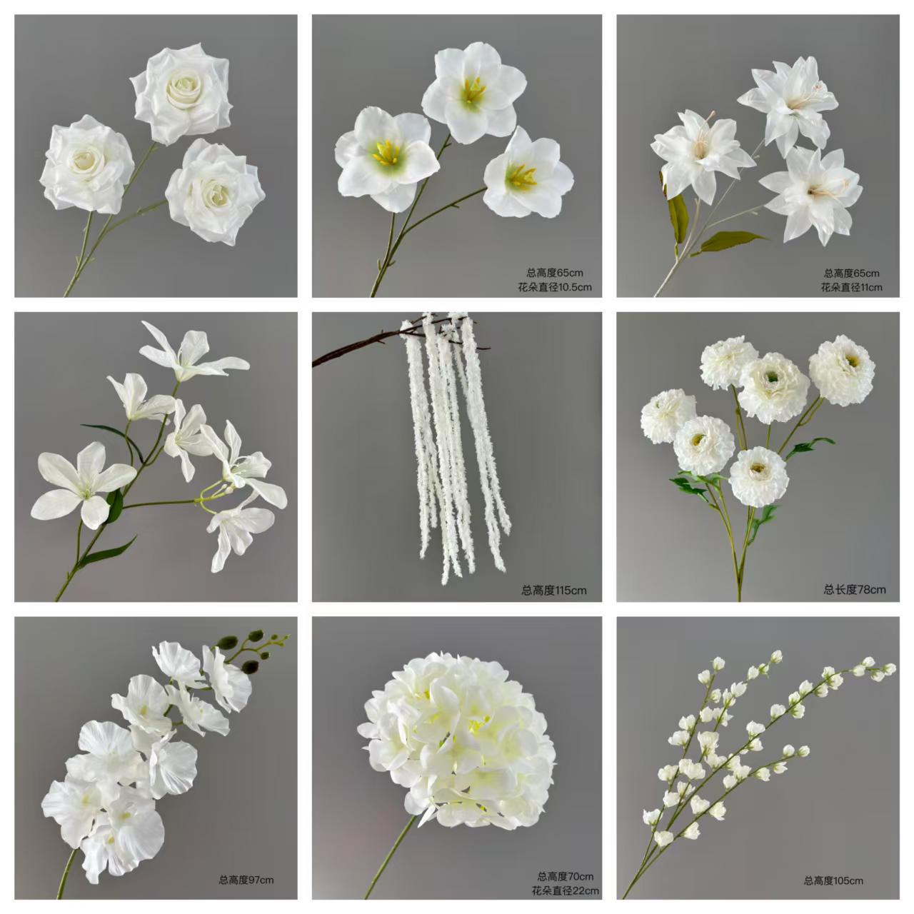 Wedding Artificial Flower White and Green Flower Material Wedding Hall Artificial Flower Decoration Silk Flower Monet Garden Window Artificial Flower
