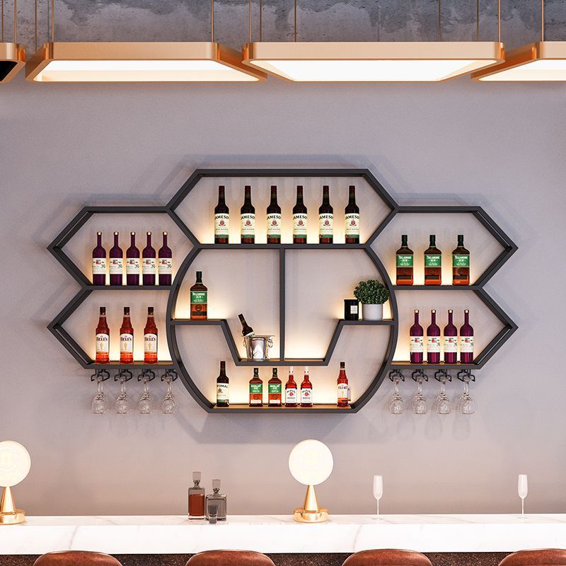 Creative Bar Bar Bar Wine Rack Restaurant Wall Hanging Luminous Wine Cabinet Display Rack Hanging Wall Wine Rack