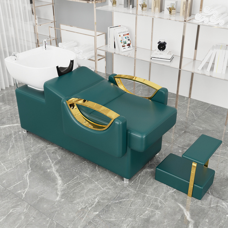 Nueva venta directa de fábrica, peluquería, cama de champú, peluquería semi-reclinada, cama de descarga, tienda de moda de celebridades de Internet, peluquería