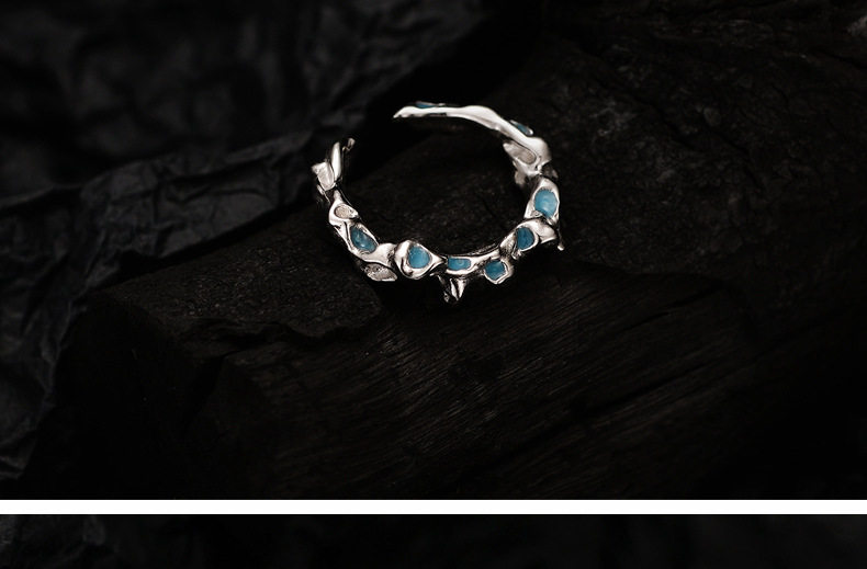 Fashion Geometric Sterling Silver Epoxy Open Ring 1 Piece