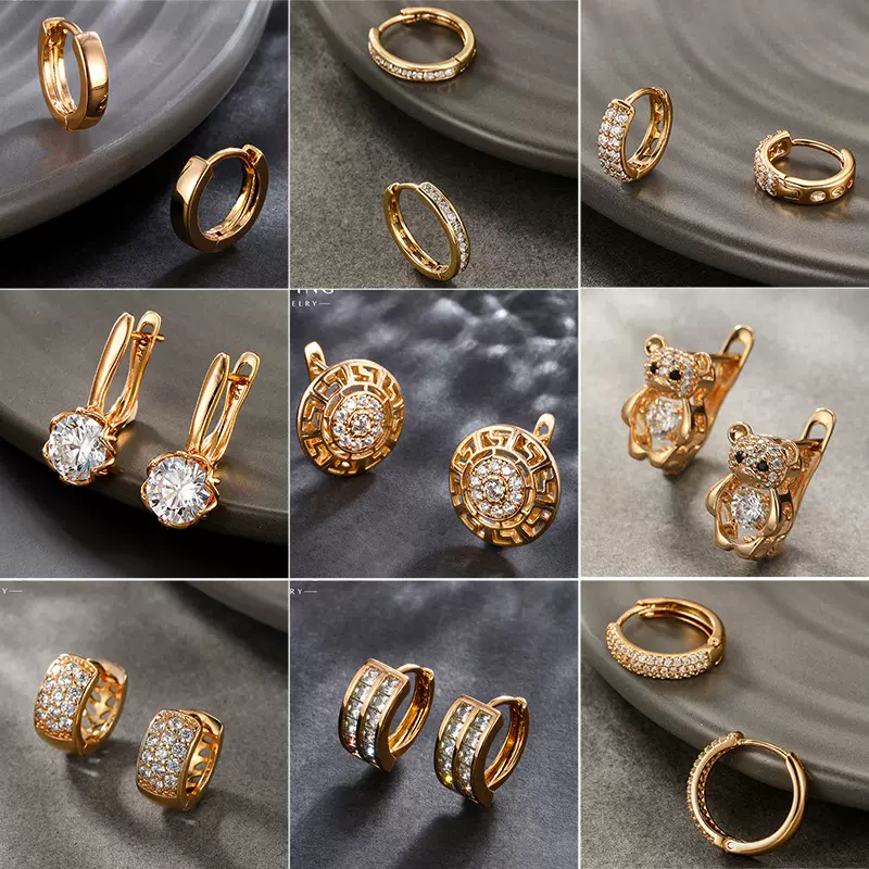 旭平外贸跨境个性耳圈耳扣欧美夸张耳饰女气质锆石耳环夏季高级感