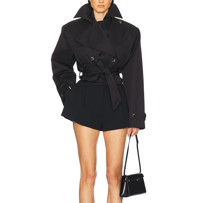 French-Style Elegant Long-Sleeve Solid Color Waist-Cinching Slimming Coat 2026 Spring New High-End Fashion Trench Coat for Women