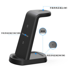 新型国境を越えた人気三合一無線充電器はアップルの携帯電話スタンドのイヤホン腕時計の縦型急速充電を適用している