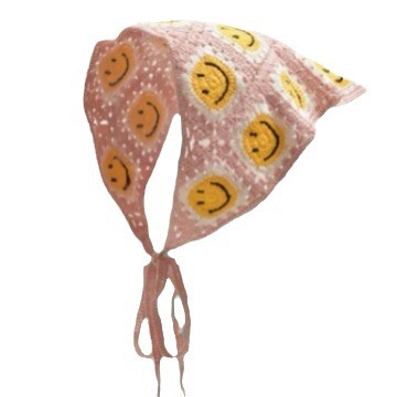 春秋法式复古针织钩花辣妹三角巾头饰甜美可爱田园风头巾女发带潮