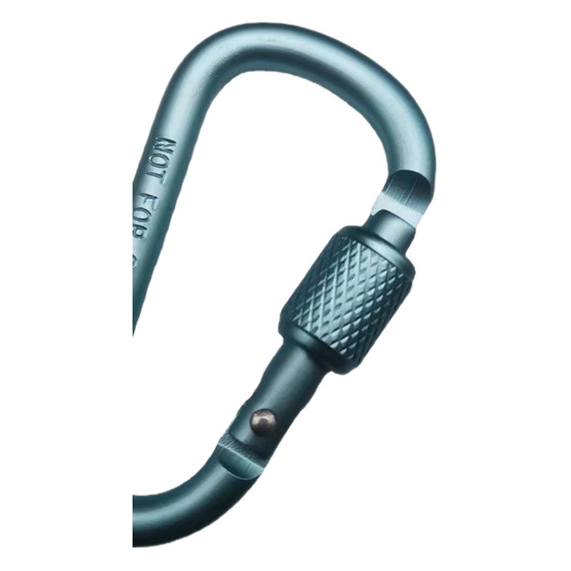 Mosquetón de aleación de aluminio al aire libre colgante rápido N ° 6 llavero con cerradura mochila hebilla colgante tipo D con cerradura cuerda de viento hebilla