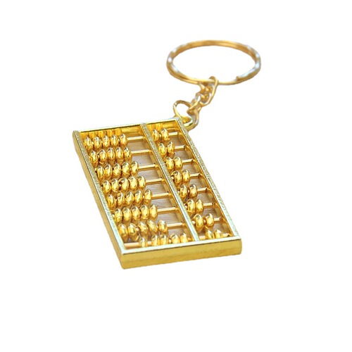 Hot-selling metal 8-speed abacus keychain pendant, wind shui, weekly supplies, lotteries, one-year-old alloy gold-plated pendant