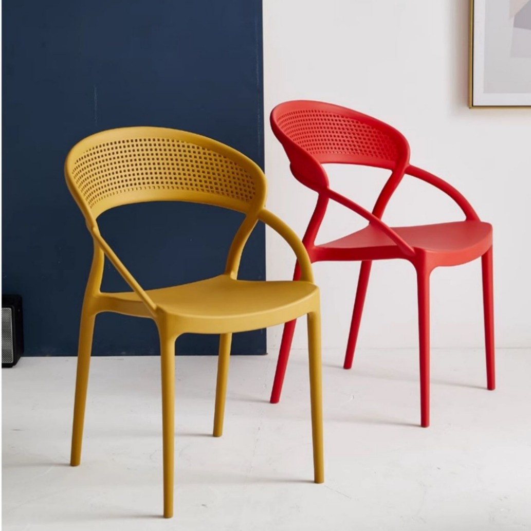 Nordic Simple Backrest Chair Household Plastic Dining Chair Outdoor Leisure Chair Thickened Stackable Creative Fashion Stool