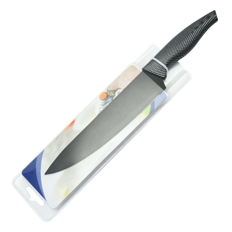 Regalos de venta caliente, mango de pájaro de hoja negra, pintura en aerosol de acero inoxidable, juego de cuchillos de cocina, cuchillos de cocina para el hogar, estilo caliente de celebridades netas