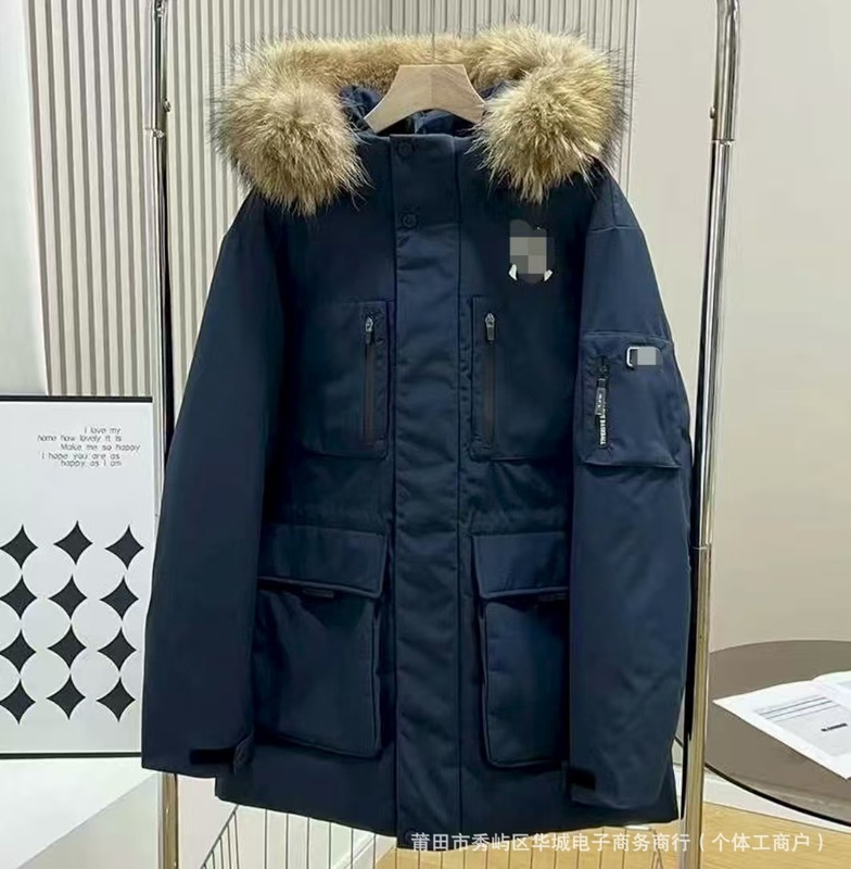 新款MLB羽绒服洋基队2代中长款防风大毛领男女派克外套加厚保暖|undefined