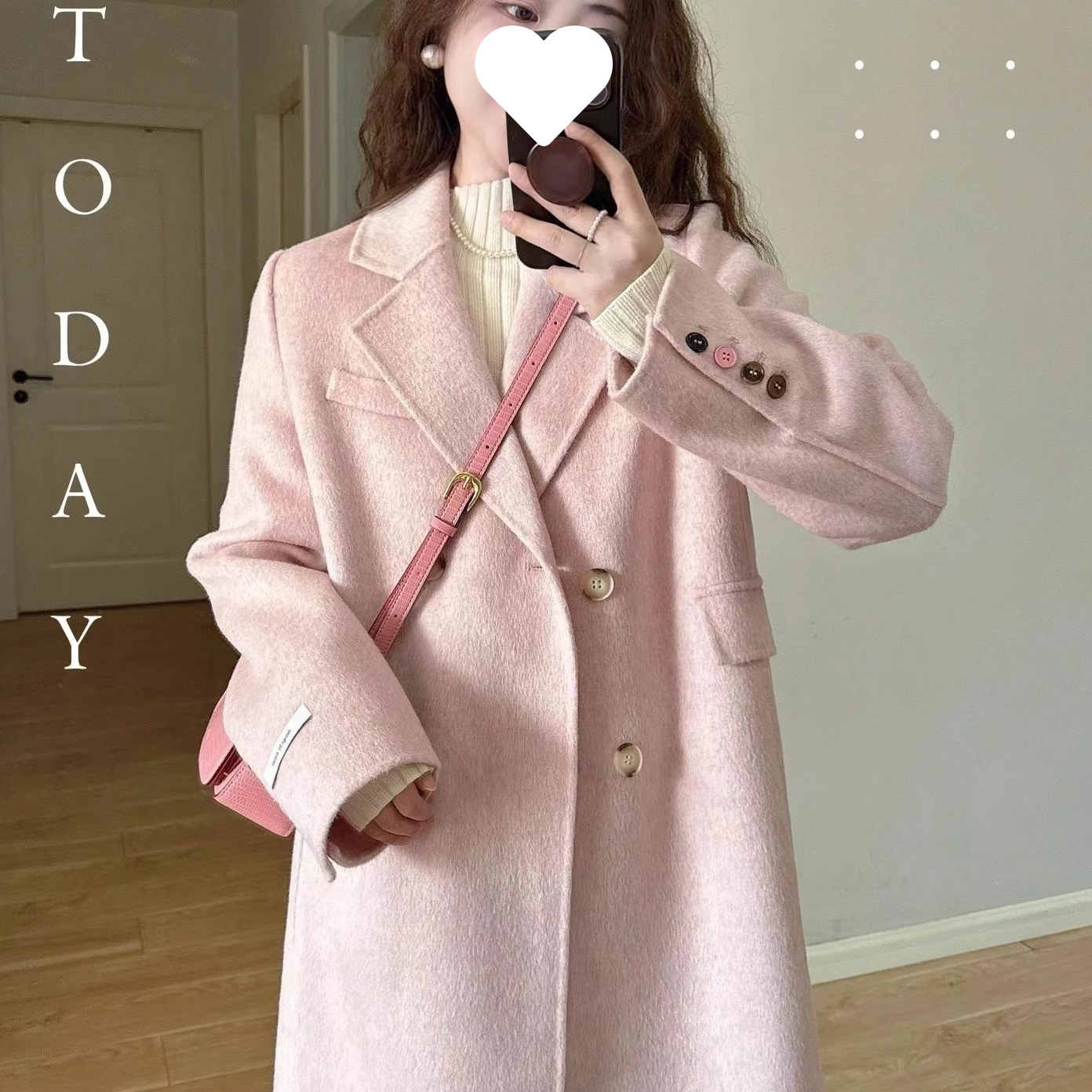 2026 New Winter Double-Sided Cashmere Outwear for Women Korean Style Mid-Length Right Shoulder Woolen Outwear for Small People