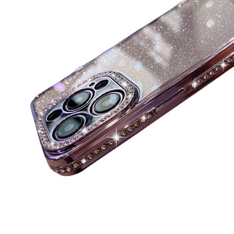 Nuevo modelo con incrustaciones de diamantes, brillantina electrochapada y diamantes de imitación, 17, adecuado para la funda del iPhone 15 Pro, funda protectora completa para Apple 13.