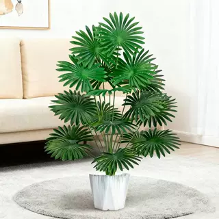 跨境仿真绿植扇葵阳台窗台装饰户外花园橱窗造景人造塑料植物摆件