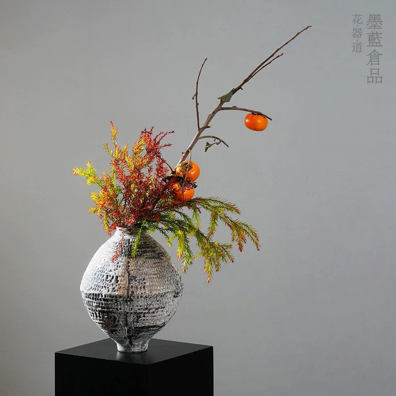 Керамическая ваза для цветов Большая Ручная Керамическая Ваза для цветочной композиции винтажное украшение Гостиная вход бесшумный стиль украшения