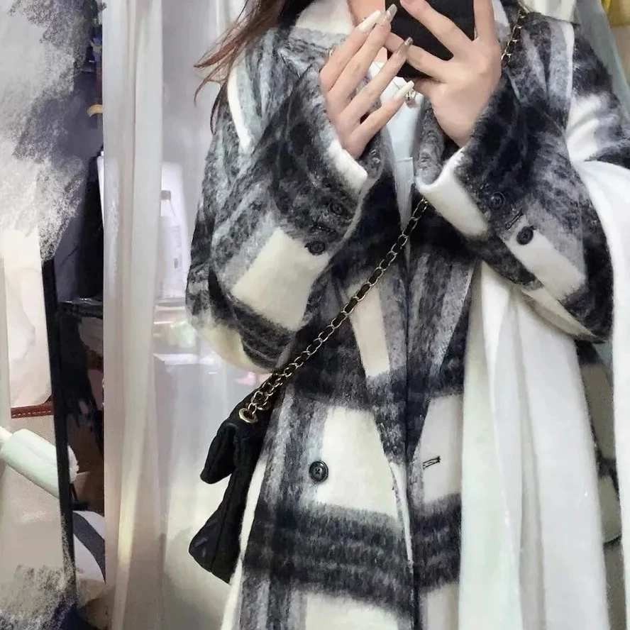 Demi-season woolen coat, 2023, increased thickness, loose fit, high-quality style