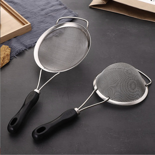 Black handle stainless steel with ear oil grid mesh leakage grid 12cm twill