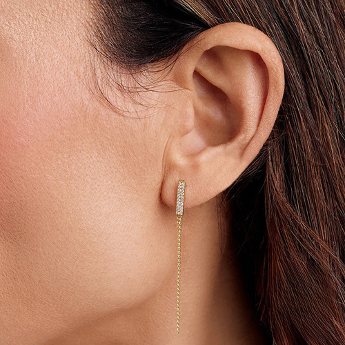 S925 sterling silver temperament fairy tassel diamond-inlaid chain earrings earrings Japanese and Korean elegant high-end women's earrings