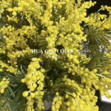 仿真金合欢长杆植绒2叉品质假花拍摄道具花艺设计跨境批发